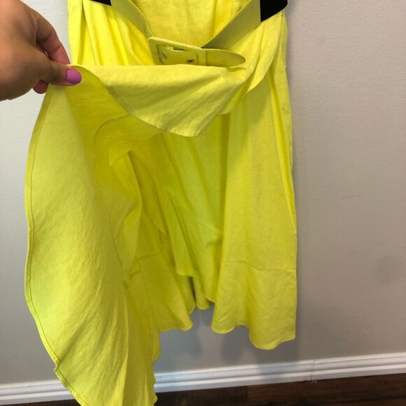 NEW City Chic Frill Thrill Dress Linen Blend Ruffle Detail in Zest Yellow XS/14 - Picture 4 of 9